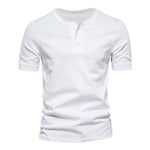 Retro Round Collar Short Sleeve Men's Henry T-Shirt