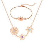 Three-Dimensional Birth Flower Design Elegant Necklace And Bracelet