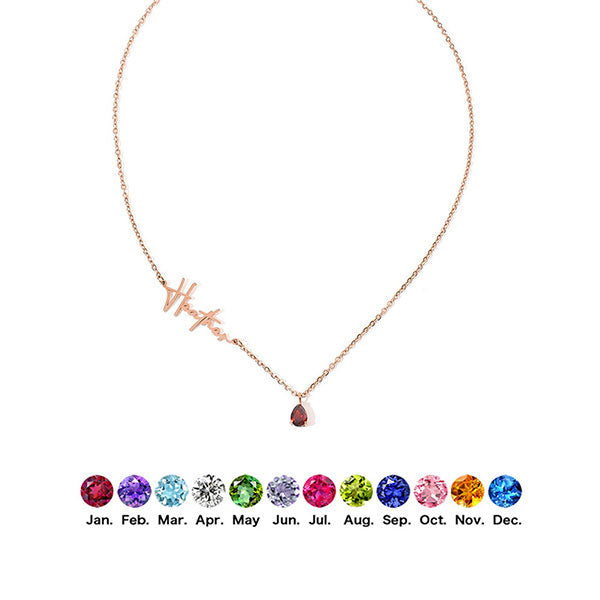 Custom Birthstone and Name Enhance Personality Necklace