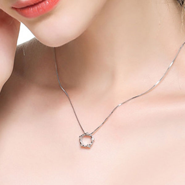 Fashion 925 Sterling Silver Crown Shape Pendant Necklace