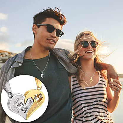 Fashion Match Heart Shape Titanium Steel Couple Necklace