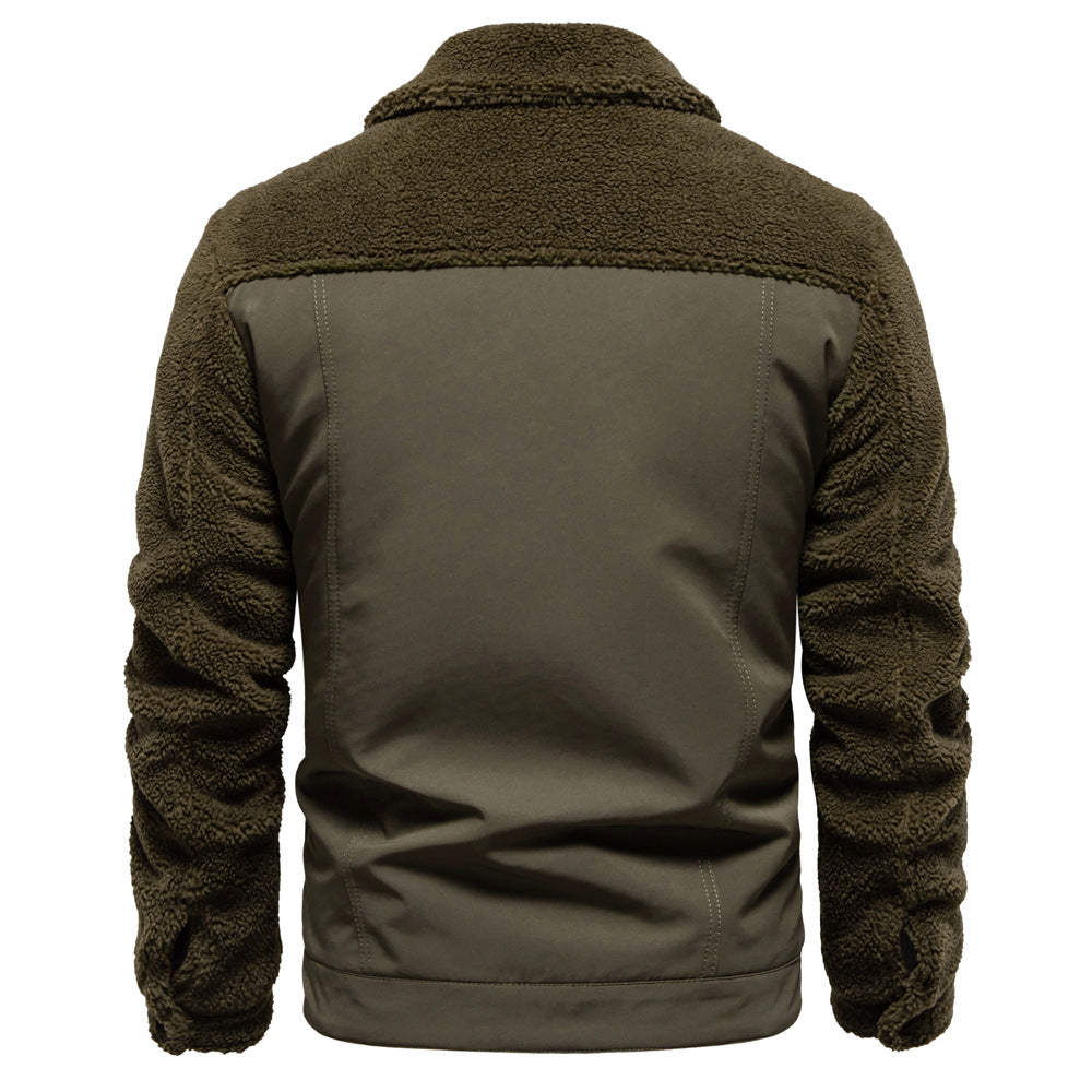 Fashion Solid Color Berber Fleece Men's Jacket