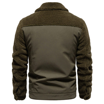 Fashion Solid Color Berber Fleece Men's Jacket