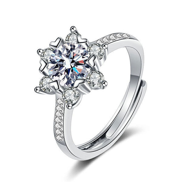 Classic Pave Setting Moissanite Ring Adjustable Size