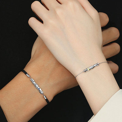 Cute Dog And Cat Theme 990 Silver Rings And Bracelets For Couples