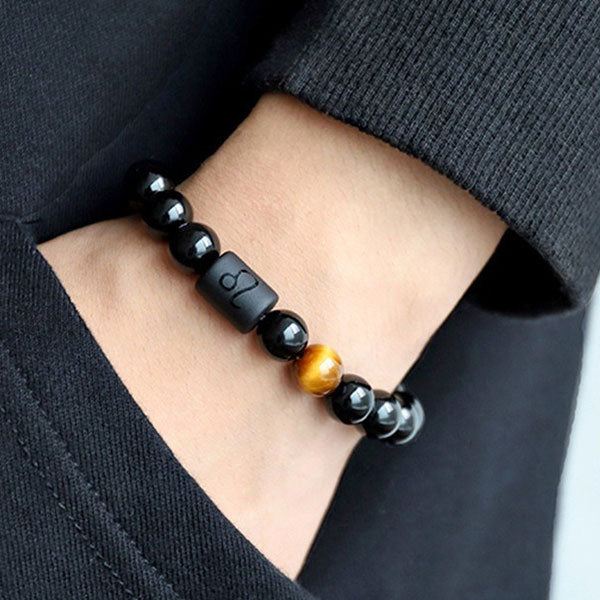 Astrological Sign Natural Agate Unisex Bracelet