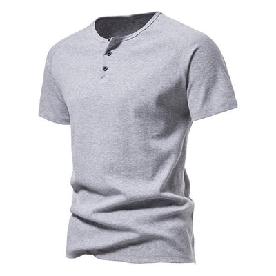 Fashion Henley Style Round Collar Men's T-Shirt