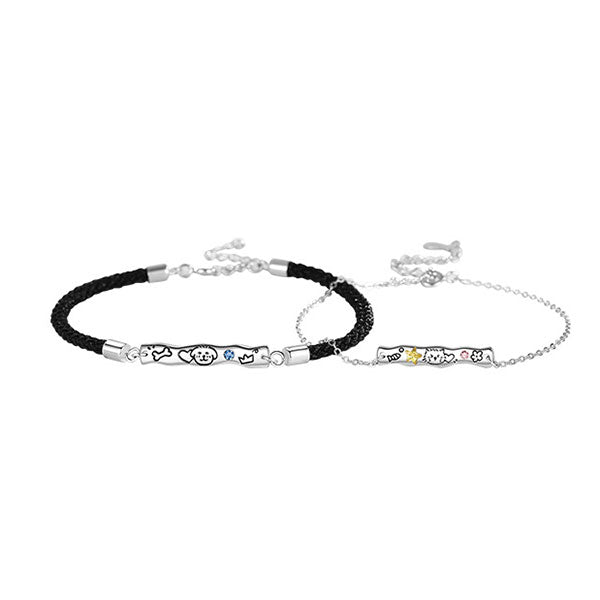 Cute Dog And Cat Theme 990 Silver Rings And Bracelets For Couples