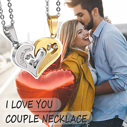 Fashion Match Heart Shape Titanium Steel Couple Necklace