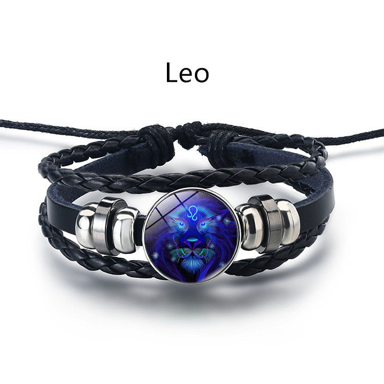 Fashion Astrological Sign Adjustable String Luminous Bracelet For Male And Female