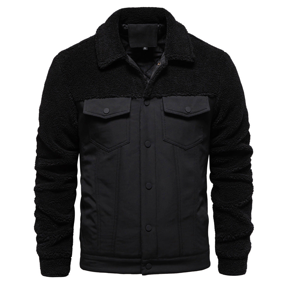 Fashion Solid Color Berber Fleece Men's Jacket