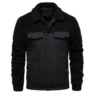 Fashion Solid Color Berber Fleece Men's Jacket