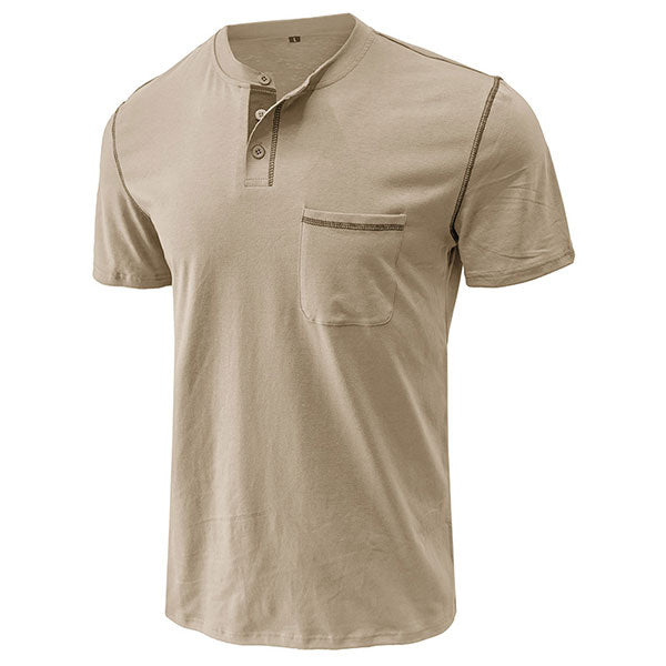 Popular Henley Style Us Size Round Collar Men's T-Shirt