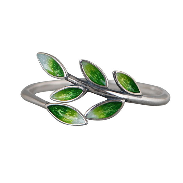 Fashion Fresh Leaf 925 Sterling Silver Adjustable Ring
