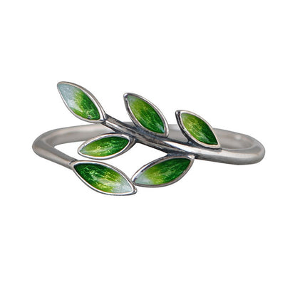 Fashion Fresh Leaf 925 Sterling Silver Adjustable Ring