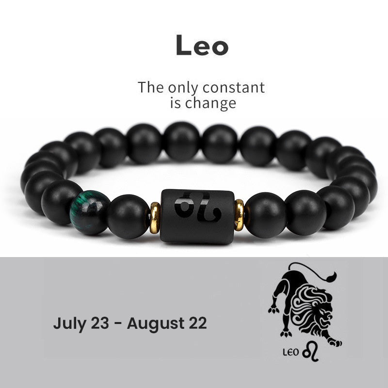 Astrological Sign Natural Agate Unisex Bracelet