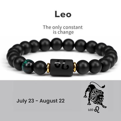 Astrological Sign Natural Agate Unisex Bracelet