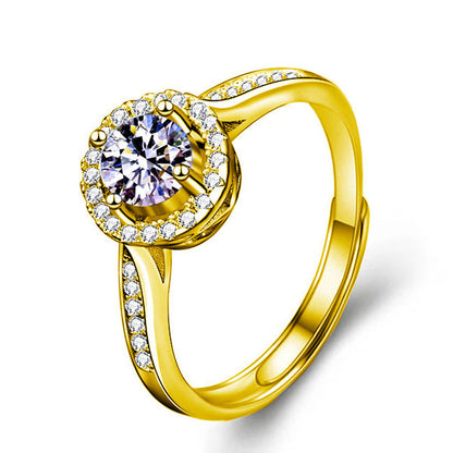 Classic Pave Setting Moissanite Ring Adjustable Size