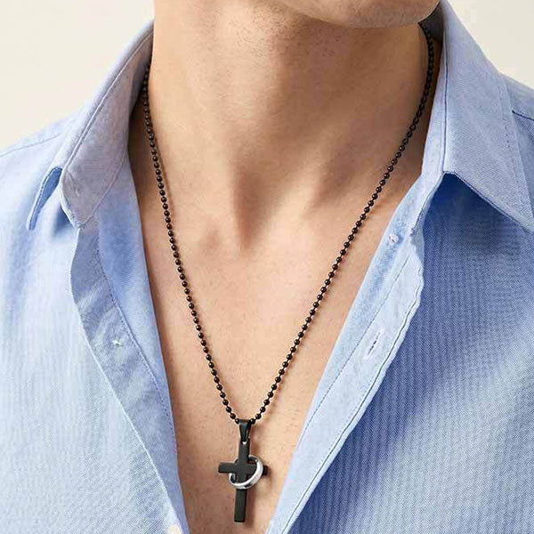 Neat And Clean Cross Necklace With A Ring For Friends And Couples( Price A Pair)