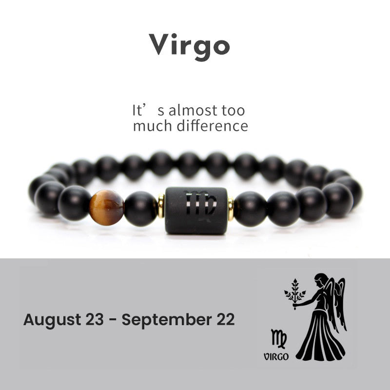 Astrological Sign Natural Agate Unisex Bracelet