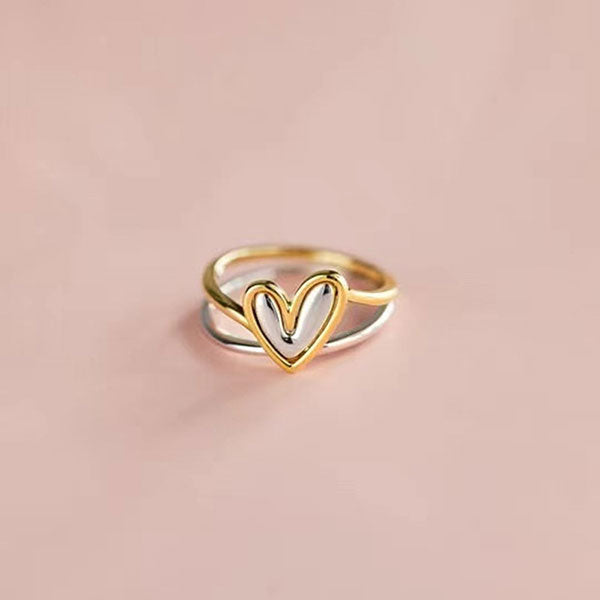 Cute Love Heart 925 Sterling Silver Ring Sets