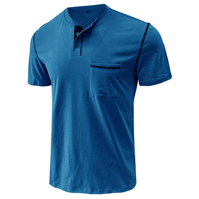 Popular Henley Style Us Size Round Collar Men's T-Shirt