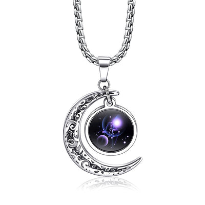 Fashion Zodiac Sign Long Chain Luminous Necklace