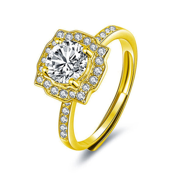 Classic Pave Setting Moissanite Ring Adjustable Size