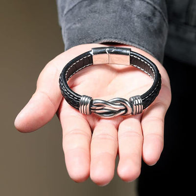 Simple Design Link Forever Leather Bracelet For Men