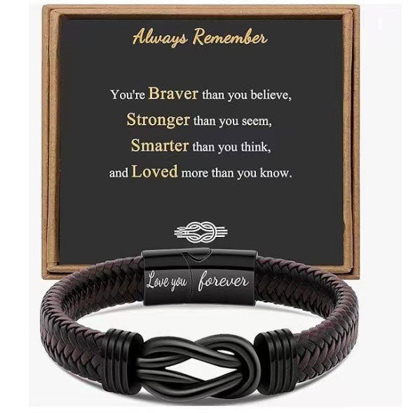 Simple Design Love Letter Leather Men's Bracelet