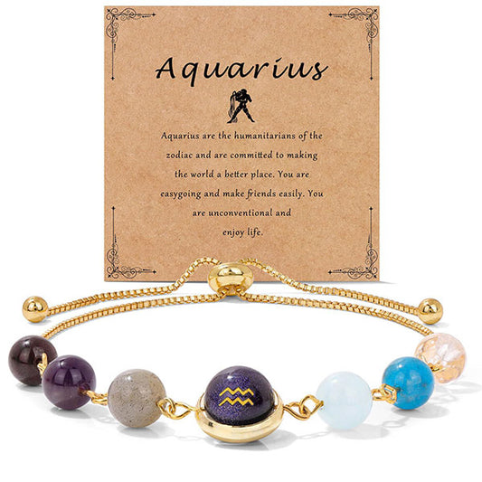 Fashion Zodiac Sign Natural Stone Bracelet For Women