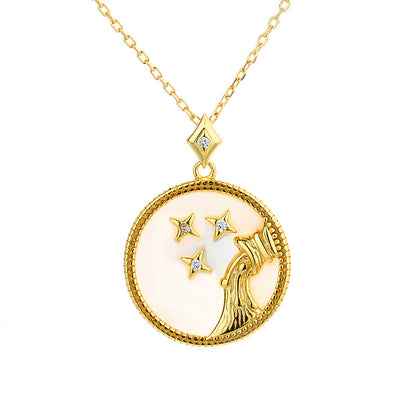 Fashion 925 Sterling Silver Gold Plated Zodiac Sign Necklace