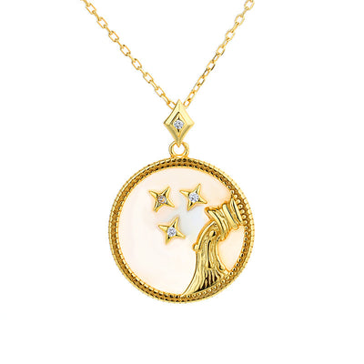 Fashion 925 Sterling Silver Gold Plated Zodiac Sign Necklace