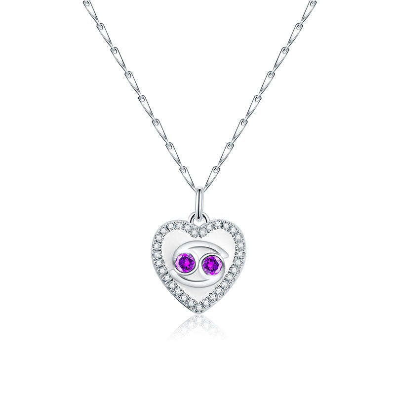 Cute Heart Shape Zodiac Sign DIY Name And Photo 925 Sterling Silver Necklace