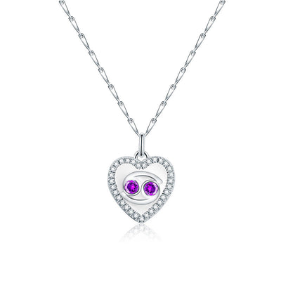 Cute Heart Shape Zodiac Sign DIY Name And Photo 925 Sterling Silver Necklace