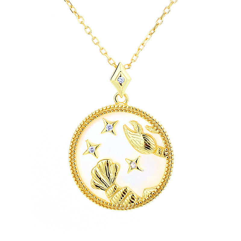 Fashion 925 Sterling Silver Gold Plated Zodiac Sign Necklace