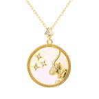 Fashion 925 Sterling Silver Gold Plated Zodiac Sign Necklace
