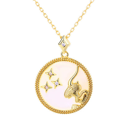 Fashion 925 Sterling Silver Gold Plated Zodiac Sign Necklace