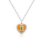 Cute Heart Shape Zodiac Sign DIY Name And Photo 925 Sterling Silver Necklace