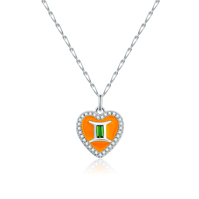 Cute Heart Shape Zodiac Sign DIY Name And Photo 925 Sterling Silver Necklace
