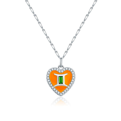 Cute Heart Shape Zodiac Sign DIY Name And Photo 925 Sterling Silver Necklace