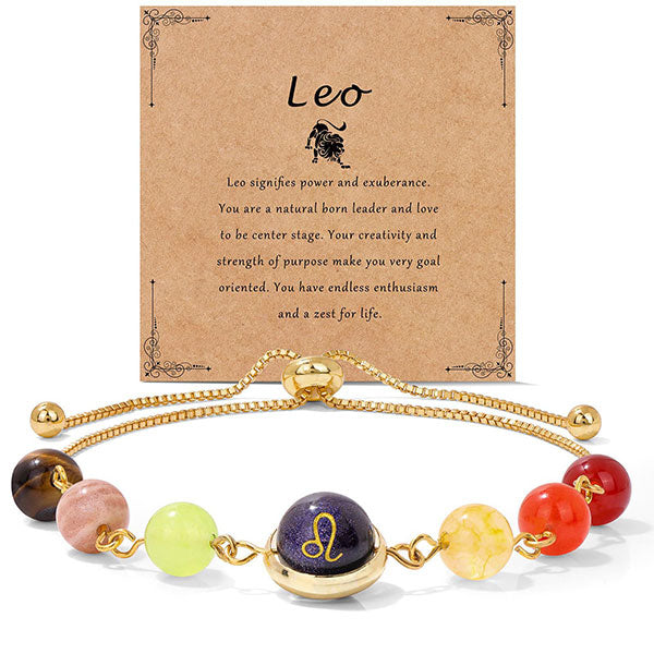 Fashion Zodiac Sign Natural Stone Bracelet For Women