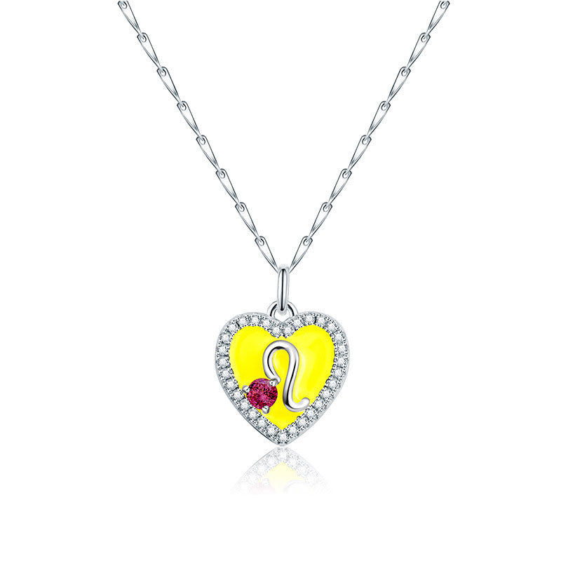 Cute Heart Shape Zodiac Sign DIY Name And Photo 925 Sterling Silver Necklace
