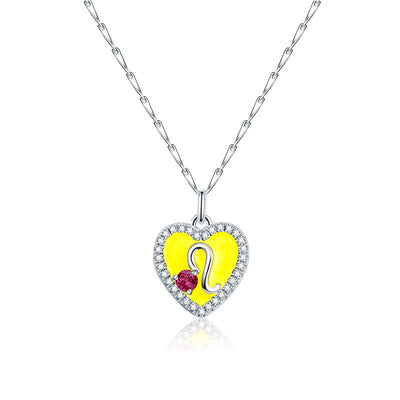 Cute Heart Shape Zodiac Sign DIY Name And Photo 925 Sterling Silver Necklace