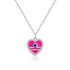 Cute Heart Shape Zodiac Sign DIY Name And Photo 925 Sterling Silver Necklace