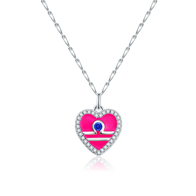 Cute Heart Shape Zodiac Sign DIY Name And Photo 925 Sterling Silver Necklace
