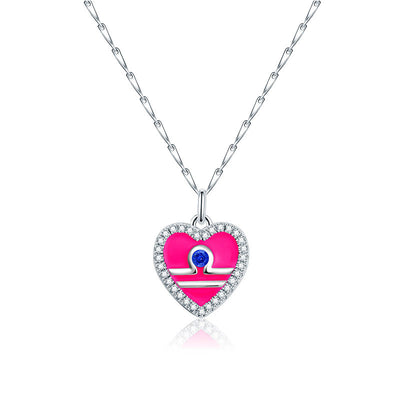 Cute Heart Shape Zodiac Sign DIY Name And Photo 925 Sterling Silver Necklace