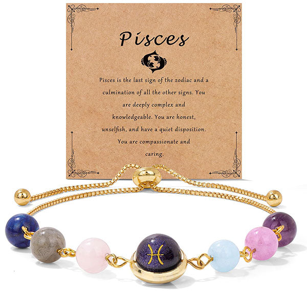 Fashion Zodiac Sign Natural Stone Bracelet For Women