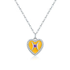 Cute Heart Shape Zodiac Sign DIY Name And Photo 925 Sterling Silver Necklace