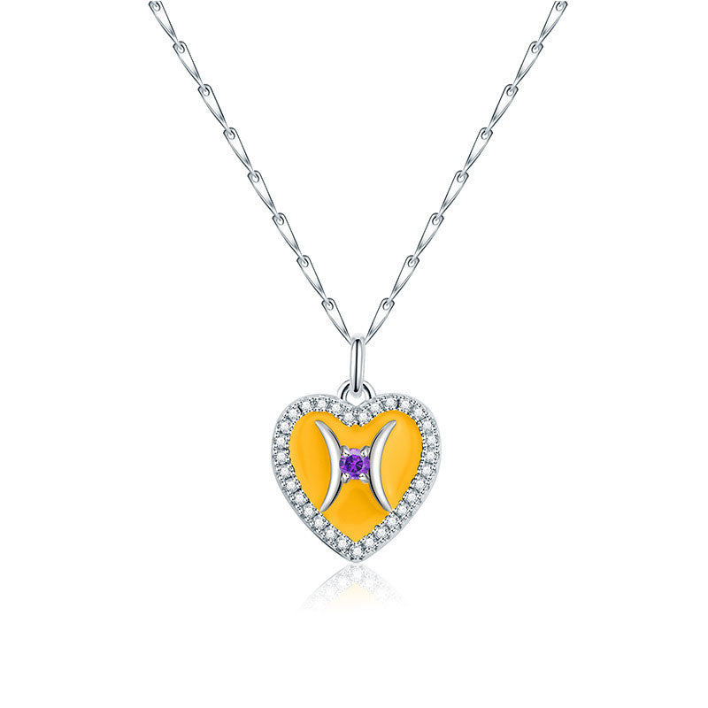 Cute Heart Shape Zodiac Sign DIY Name And Photo 925 Sterling Silver Necklace